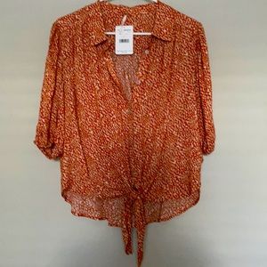FREE PEOPLE Tie Front Blouse